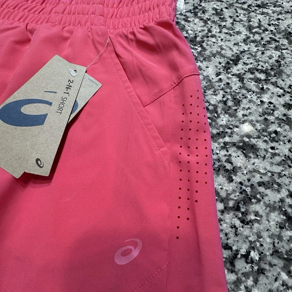 ASICS Women's Running Short Lined W/Laser Cut Pink Size XL~ ACSH3793WS5‎